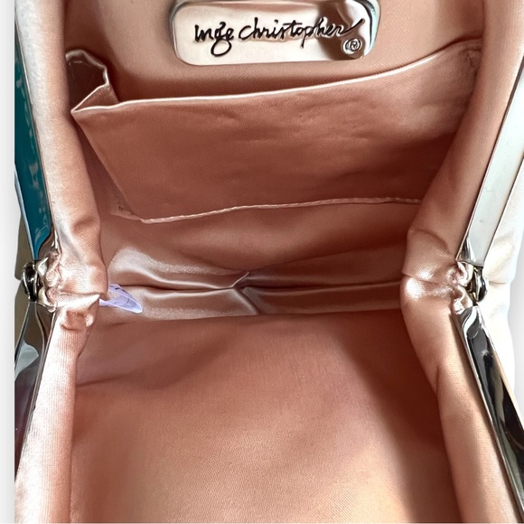 Inge Christopher Satin Beaded Clutch Mini Purse Bow - Picture 10 of 11